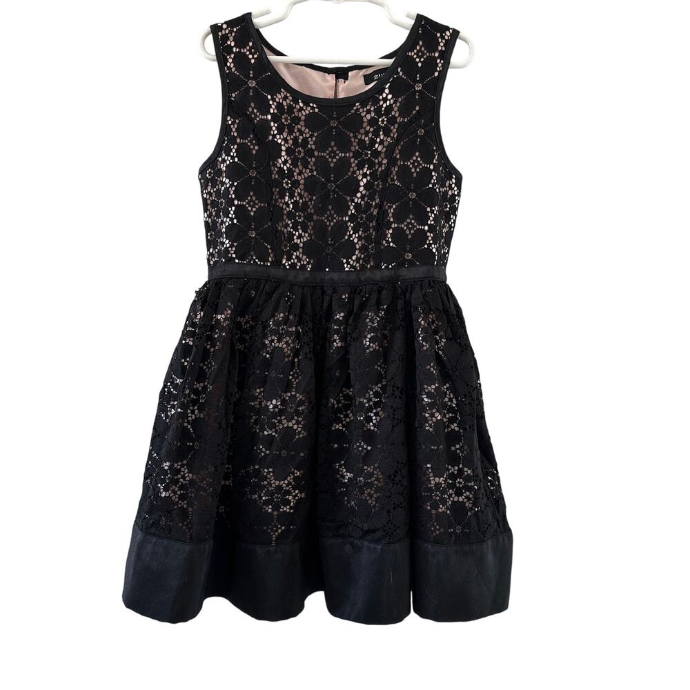 Zunie Girls Black Lace Formal Dress with Bow Details